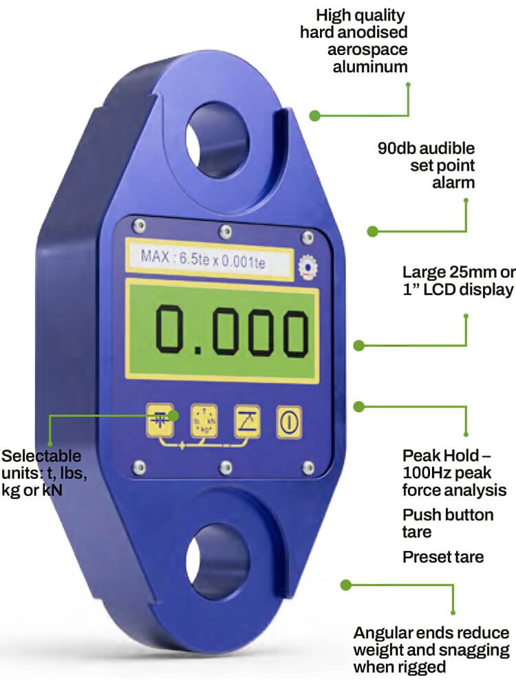 Straightpoint SID6T5 Digital Dynamometer with built-in display - 14,300lb / 6500kg / 6.5t Capacity